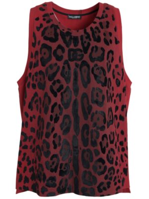 Dolce & Gabbana Red Leopard Print Sleeveless Tank T-shirt