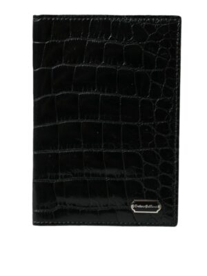 Dolce & Gabbana Black Exotic Skin Leather Long Bifold Passport Holder