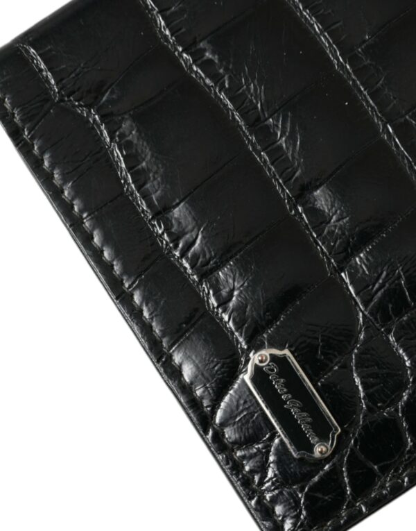 Dolce & Gabbana Black Exotic Skin Leather Long Bifold Passport Holder - Image 4