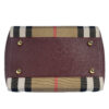 Burberry Small Canterby Mahogany Leather Check Canvas Tote Bag Purse - Image 4