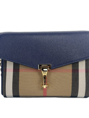 Burberry Macken Small Regency Blue House Check Leather Crossbody Bag