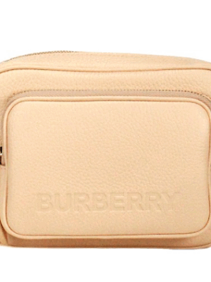Burberry Small Branded Peach Pink Grainy Leather Camera Crossbody Bag