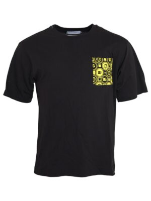Dolce & Gabbana Black Printed Pocket Cotton Crewneck T-shirt