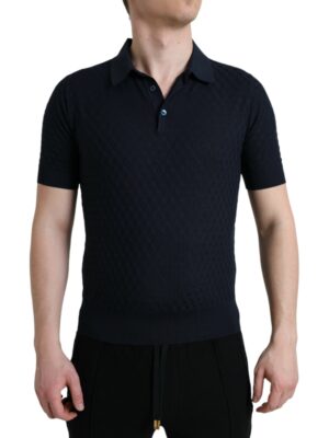 Dolce & Gabbana Dark Blue Collared Short Sleeve Polo T-shirt