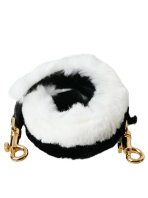Dolce & Gabbana Black White Lapin Fur Accessory Shoulder Strap