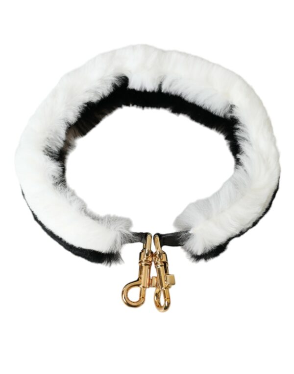 Dolce & Gabbana Black White Lapin Fur Accessory Shoulder Strap - Image 5