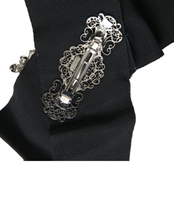 Dolce & Gabbana Black Swarovski Crystal Embellished Hair Clip - Image 4