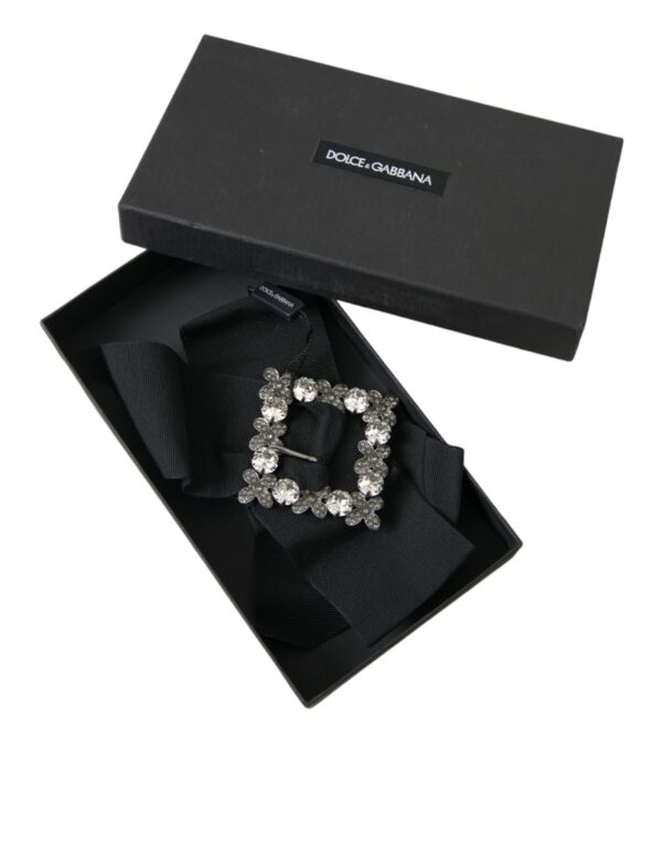 Dolce & Gabbana Black Swarovski Crystal Embellished Hair Clip - Image 6