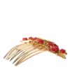 Dolce & Gabbana Gold Brass Crystal Heart Floral Hair Comb - Image 3