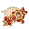 Dolce & Gabbana Gold Brass Crystal Heart Floral Hair Comb - Image 4