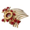 Dolce & Gabbana Gold Brass Crystal Heart Floral Hair Comb - Image 5