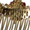 Dolce & Gabbana Gold Brass Crystal Heart Floral Hair Comb - Image 6