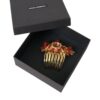 Dolce & Gabbana Gold Brass Crystal Heart Floral Hair Comb - Image 7