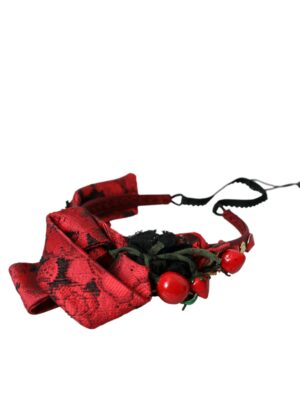 Dolce & Gabbana Red Cherry Sicily Embellished Women Hairband Diadem