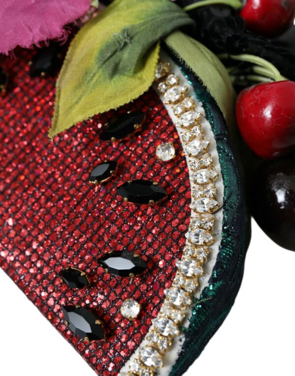 Dolce & Gabbana Red Watermelon Cherry Crystal Hairband Statement Diadem - Image 6