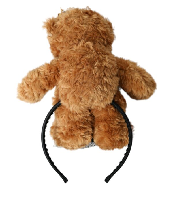 Dolce & Gabbana Brown Teddy Bear Gold Crystal Crown Hair Band Diadem - Image 2