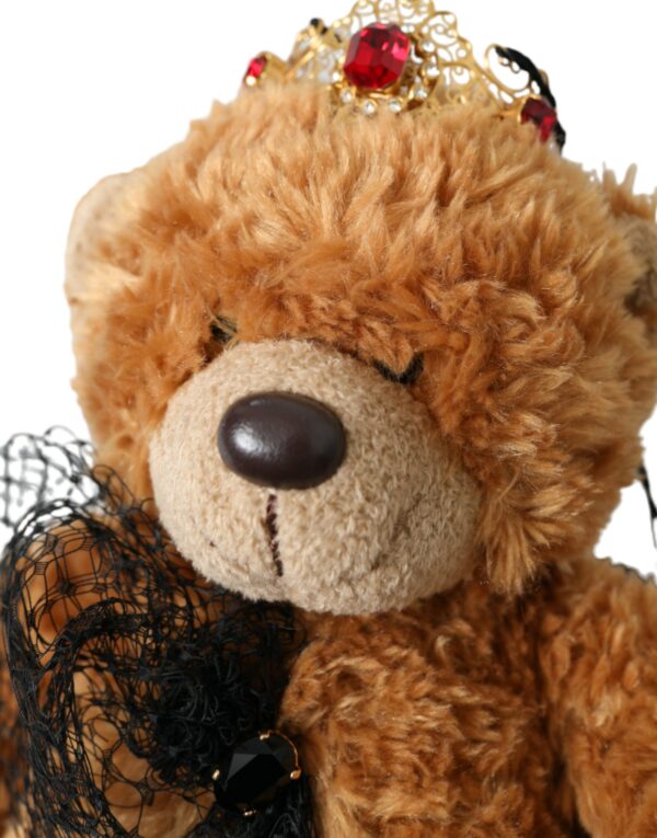 Dolce & Gabbana Brown Teddy Bear Gold Crystal Crown Hair Band Diadem - Image 3