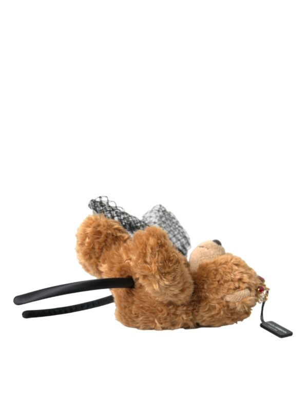 Dolce & Gabbana Brown Teddy Bear Gold Crystal Crown Hair Band Diadem - Image 5