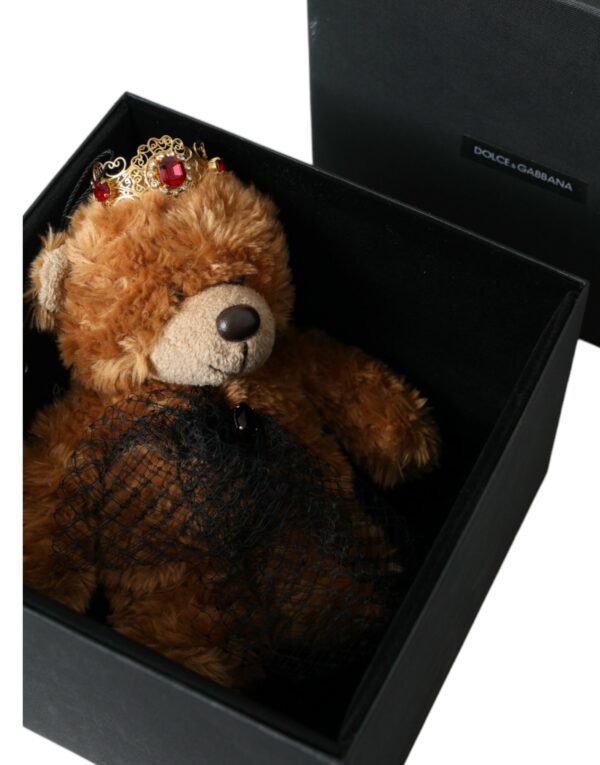 Dolce & Gabbana Brown Teddy Bear Gold Crystal Crown Hair Band Diadem - Image 7