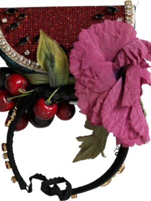 Dolce & Gabbana Red Watermelon Cherry Crystal Hairband Statement Diadem