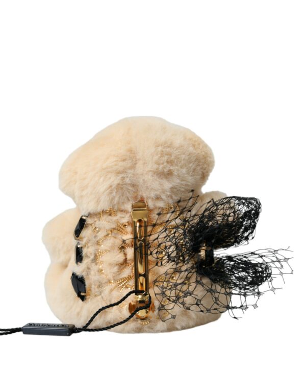 Dolce & Gabbana Beige Teddy Bear Mesh Net Band Hair Clip - Image 3