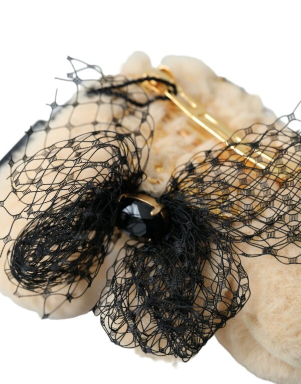 Dolce & Gabbana Beige Teddy Bear Mesh Net Band Hair Clip - Image 5
