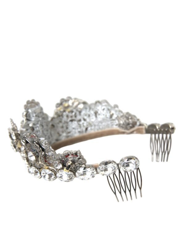 Dolce & Gabbana Silver Brass STRASS Crystal Crown Tiara LED Diadem - Image 2