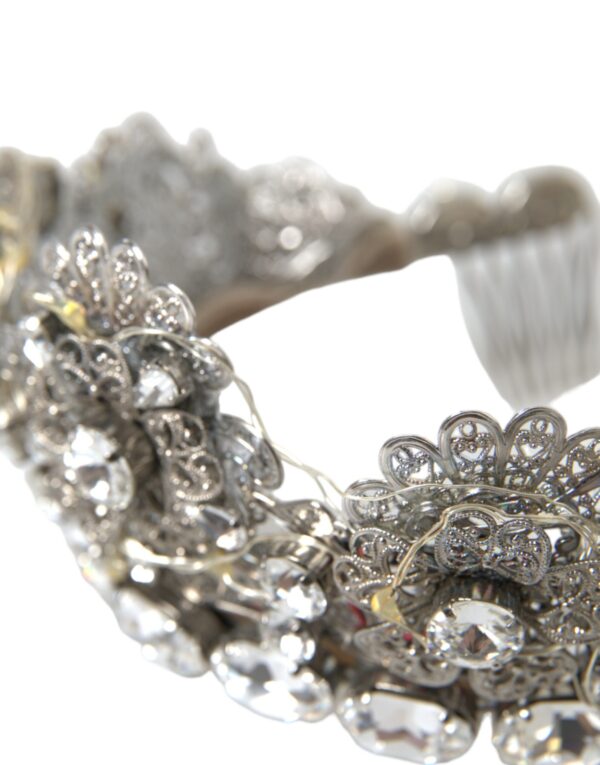 Dolce & Gabbana Silver Brass STRASS Crystal Crown Tiara LED Diadem - Image 8