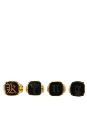Dolce & Gabbana Gold Brass KING Enamel Set of 4 Ring