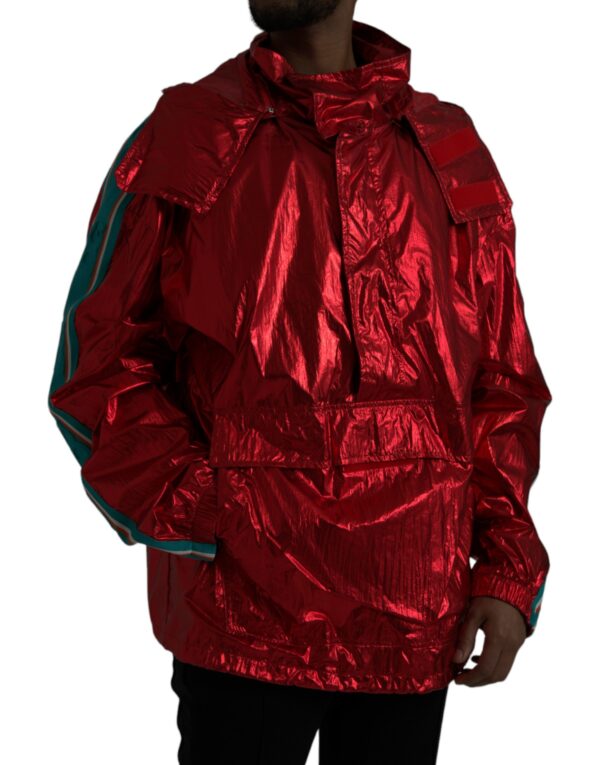 Dolce & Gabbana Red Nylon Hooded Pullover Sweatshirt Jacket - Image 2