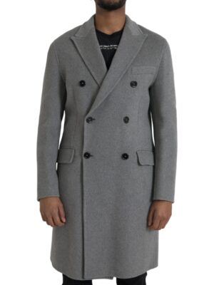 Dolce & Gabbana Gray Double Trench Coat Cashmere Jacket