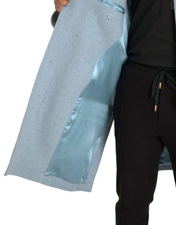 Dolce & Gabbana Light Blue Wool Button Trench Coat Jacket - Image 6