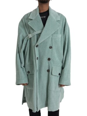 Dolce & Gabbana Blue Double Breasted Corduroy Cotton Jacket