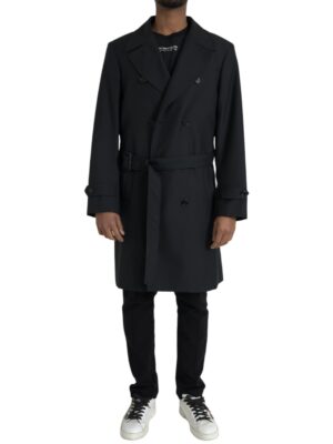 Dolce & Gabbana Black Double Breasted Trench Coat Jacket