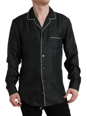 Dolce & Gabbana Black Polka Dot Silk Long Sleeve Shirt