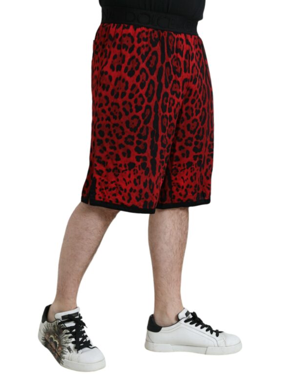 Dolce & Gabbana Red Leopard Print Viscose Bermuda Shorts - Image 3