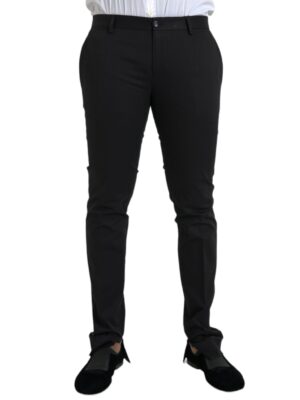 Dolce & Gabbana Black Cotton Stretch Skinny Dress Pants