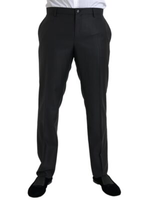 Dolce & Gabbana Black Wool Silk Skinny Dress Pants