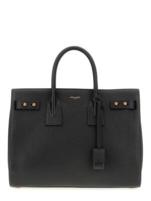 Saint Laurent Black Calf Leather Sac De Jour Handbag