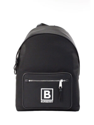 Burberry Abbeydale Branded Stamp Black Nylon Backpack Shoulder Bookbag
