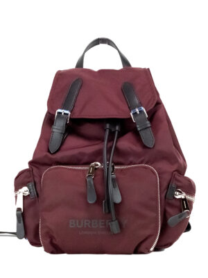 Burberry Medium Burgundy Econyl Nylon Rucksack Drawstring Backpack Bookbag