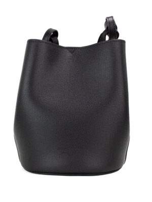 Burberry Lorne Small Black Haymarket Check Pebble Leather Bucket Handbag Purse