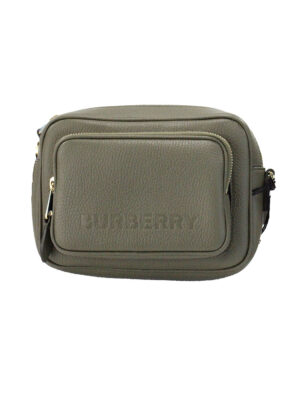Burberry Small Branded Dark Fern Green Grainy Leather Camera Crossbody Bag