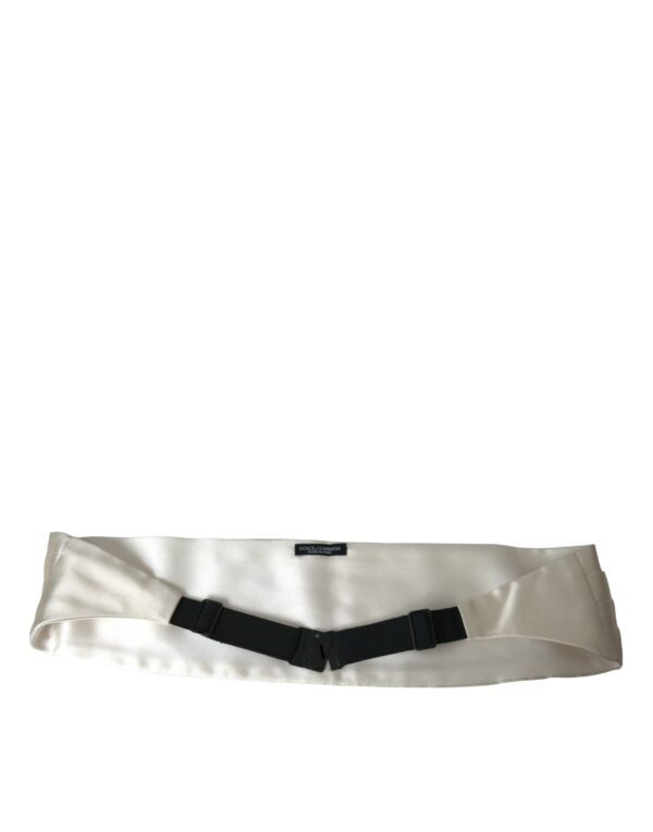 Dolce & Gabbana White Men Wide Waist Silk Belt Cummerbund - Image 3