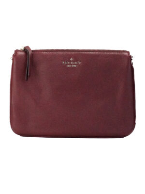 Kate Spade Jackson Cherrywood Leather Triple Gusset Crossbody Handbag Purse