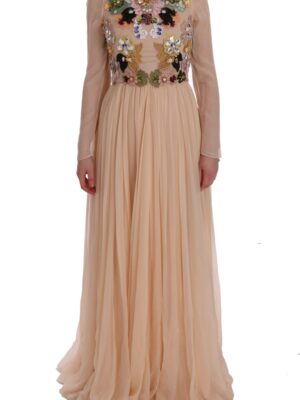 Dolce & Gabbana Elegant Floral Embroidered Silk Maxi Dress