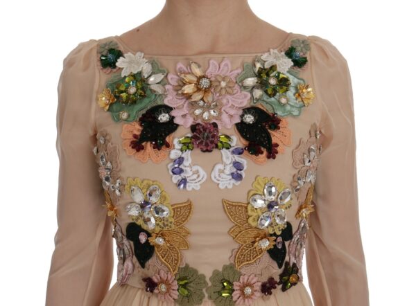 Dolce & Gabbana Elegant Floral Embroidered Silk Maxi Dress - Image 5