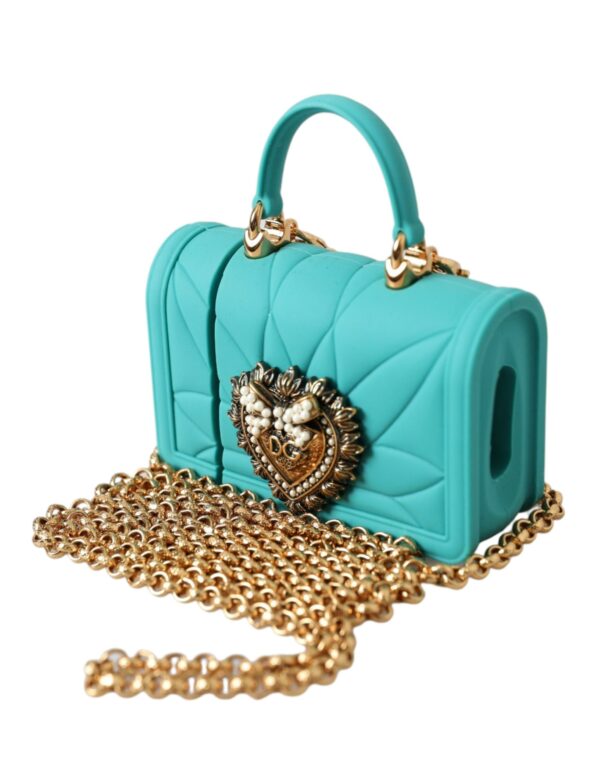 Dolce & Gabbana Turquoise Silicone Devotion Heart Cover Bag Airpods Case - Image 2