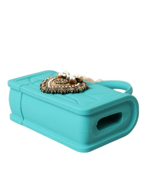 Dolce & Gabbana Turquoise Silicone Devotion Heart Cover Bag Airpods Case - Image 4