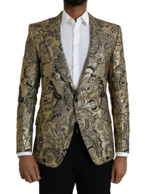 Dolce & Gabbana Gold SICILIA Jacquard Single Breasted Coat Blazer